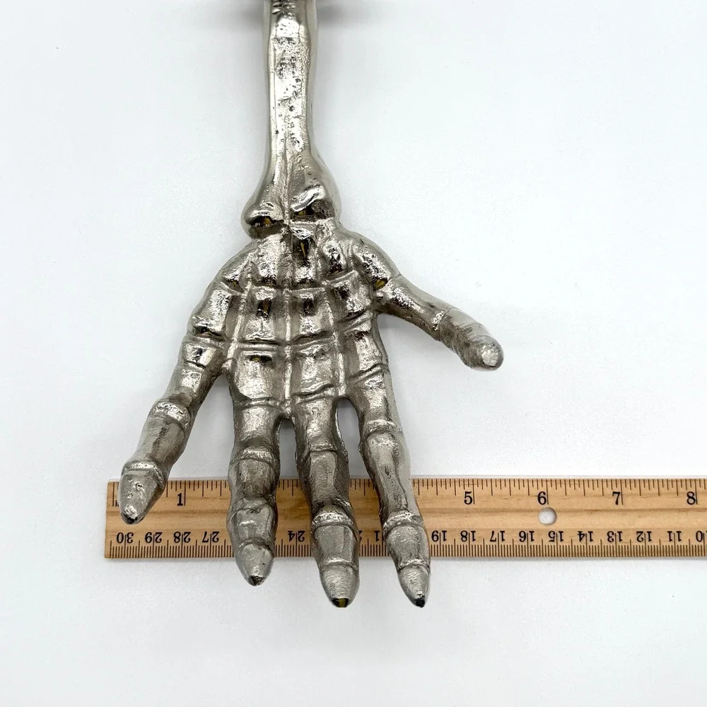 ONE HUNDRED 80 DEGREES Skeleton Hand Wall Hook Silver Gothic Spooky Halloween